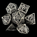 TDSO Metal Hollow Flying Dragon Antique Silver 7 Dice Polyset