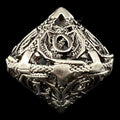 TDSO Metal Hollow Flying Dragon Antique Silver D10 Dice