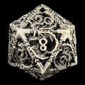TDSO Metal Hollow Flying Dragon Antique Silver D20 Dice