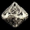TDSO Metal Hollow Flying Dragon Antique Silver Percentile Dice