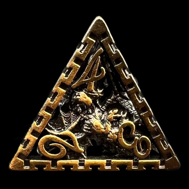 TDSO Metal Hollow Dragon Cage Antique Gold D4 Dice