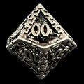 TDSO Metal Hollow Dragon Cage Antique Silver Percentile Dice