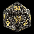 TDSO Metal Hollow Dragon Cage Black Nickel & Gold D20 Dice