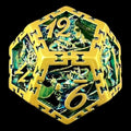 TDSO Metal Hollow Dragon Cage Gold & Green D12 Dice