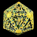 TDSO Metal Hollow Dragon Cage Gold & Green D20 Dice