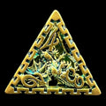 TDSO Metal Hollow Dragon Cage Gold & Green D4 Dice