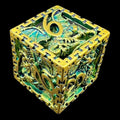 TDSO Metal Hollow Dragon Cage Gold & Green D6 Dice