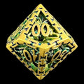 TDSO Metal Hollow Dragon Cage Gold & Green Percentile Dice