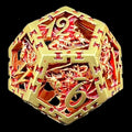 TDSO Metal Hollow Dragon Cage Gold & Red D12 Dice
