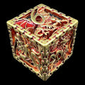 TDSO Metal Hollow Dragon Cage Gold & Red D6 Dice