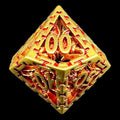TDSO Metal Hollow Dragon Cage Gold & Red Percentile Dice