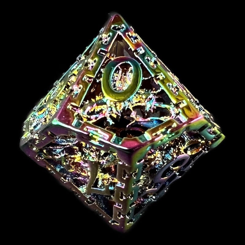 TDSO Metal Hollow Dragon Cage Iridescent D10 Dice