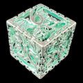 TDSO Metal Hollow Dragon Cage Silver & Green D6 Dice