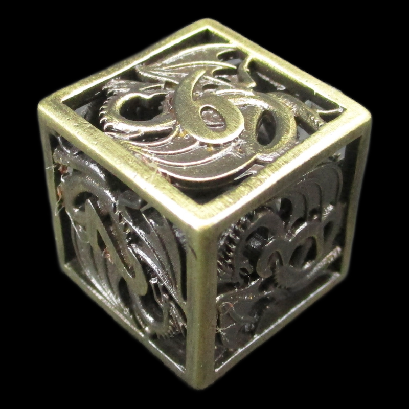TDSO Metal Hollow Dragon Horde Antique Bronze D6 Dice