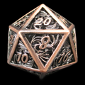 TDSO Metal Hollow Dragon Horde Antique Copper D20 Dice