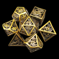 TDSO Metal Hollow Dragon Horde Antique Gold 7 Dice Polyset