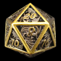 TDSO Metal Hollow Dragon Horde Antique Gold D20 Dice