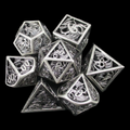 TDSO Metal Hollow Dragon Horde Antique Silver 7 Dice Polyset