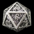 TDSO Metal Hollow Dragon Horde Antique Silver D20 Dice