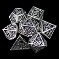 TDSO Metal Hollow Dragon Horde Bright Silver 7 Dice Polyset