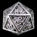 TDSO Metal Hollow Dragon Horde Bright Silver D20 Dice