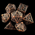 TDSO Metal Hollow Flying Dragon Antique Copper 7 Dice Polyset