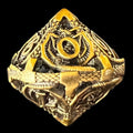 TDSO Metal Hollow Flying Dragon Antique Gold D10 Dice
