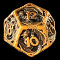 TDSO Metal Hollow Flying Dragon Antique Gold D12 Dice