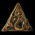 TDSO Metal Hollow Flying Dragon Antique Gold D4 Dice