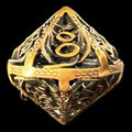 TDSO Metal Hollow Flying Dragon Antique Gold Percentile Dice