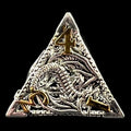 TDSO Metal Hollow Flying Dragon Bright Silver & Gold D4 Dice