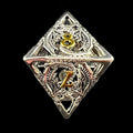 TDSO Metal Hollow Flying Dragon Bright Silver & Gold D8 Dice