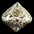 TDSO Metal Hollow Flying Dragon Bright Silver & Gold Percentile Dice