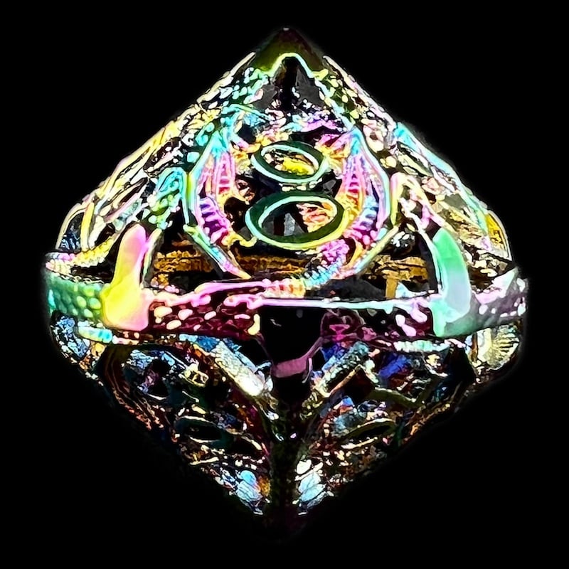 TDSO Metal Hollow Flying Dragon Iridescent Rainbow Percentile Dice