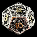 TDSO Metal Hollow Flying Dragon Silver & Gold D12 Dice