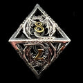 TDSO Metal Hollow Flying Dragon Silver & Gold D8 Dice