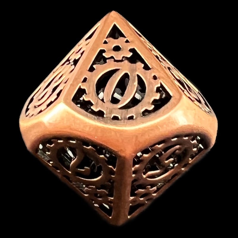 TDSO Metal Hollow Gear Copper D10 Dice