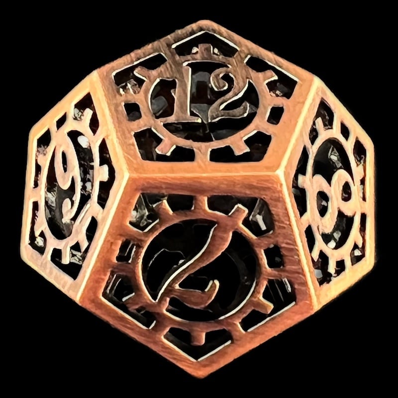 TDSO Metal Hollow Gear Copper D12 Dice