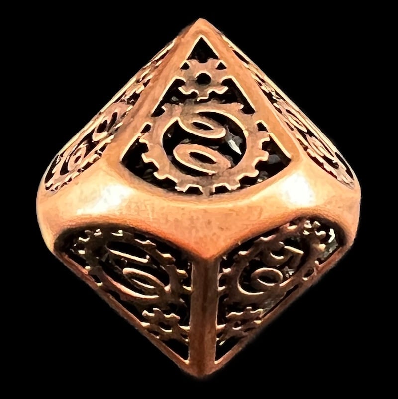 TDSO Metal Hollow Gear Copper Percentile Dice