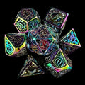 TDSO Metal Hollow Gear Iridescent Rainbow 7 Dice Polyset