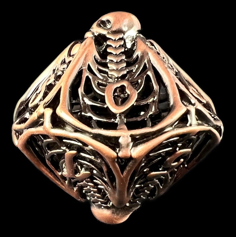 TDSO Metal Hollow Skeleton Antique Copper D10 Dice