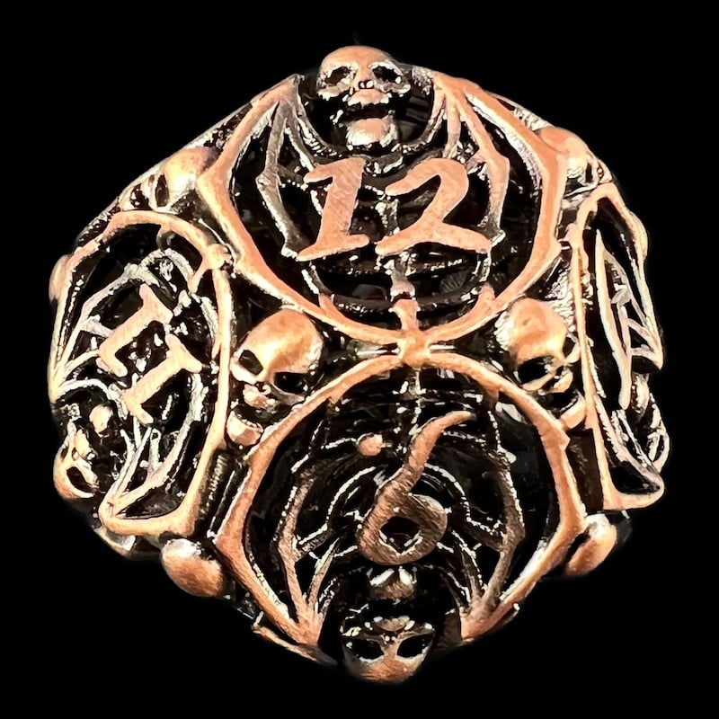 TDSO Metal Hollow Skeleton Antique Copper D12 Dice