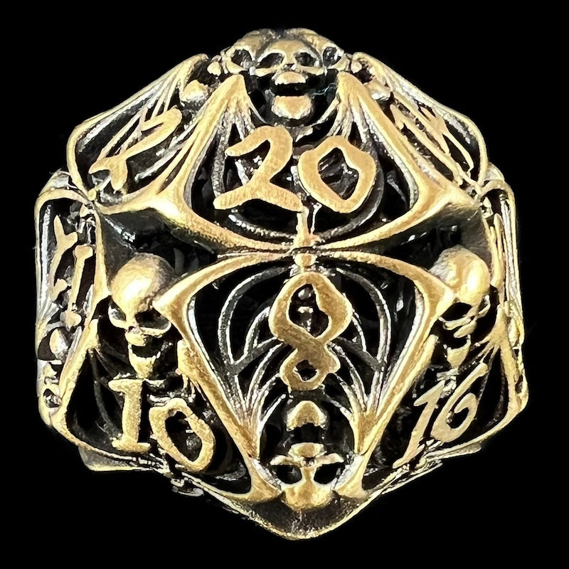 TDSO Metal Hollow Skeleton Antique Bronze D20 Dice