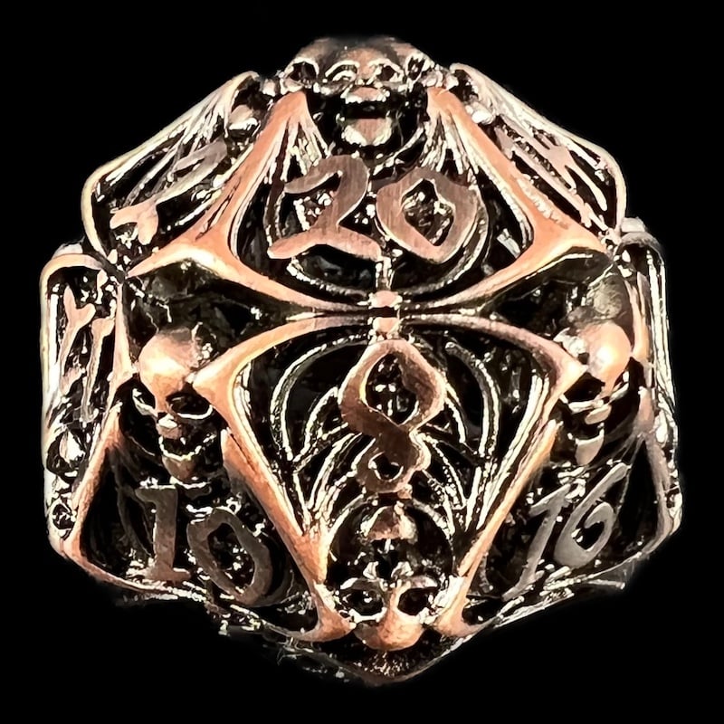 TDSO Metal Hollow Skeleton Antique Copper D20 Dice