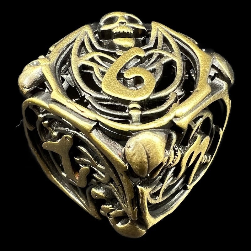 TDSO Metal Hollow Skeleton Antique Bronze D6 Dice