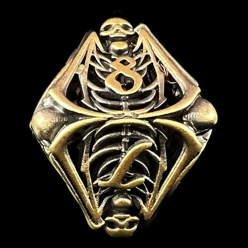 TDSO Metal Hollow Skeleton Antique Bronze D8 Dice