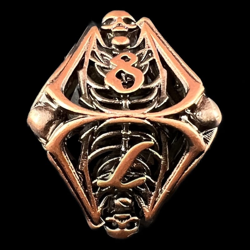 TDSO Metal Hollow Skeleton Antique Copper D8 Dice