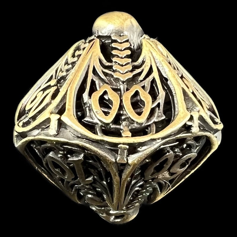 TDSO Metal Hollow Skeleton Antique Bronze Percentile Dice