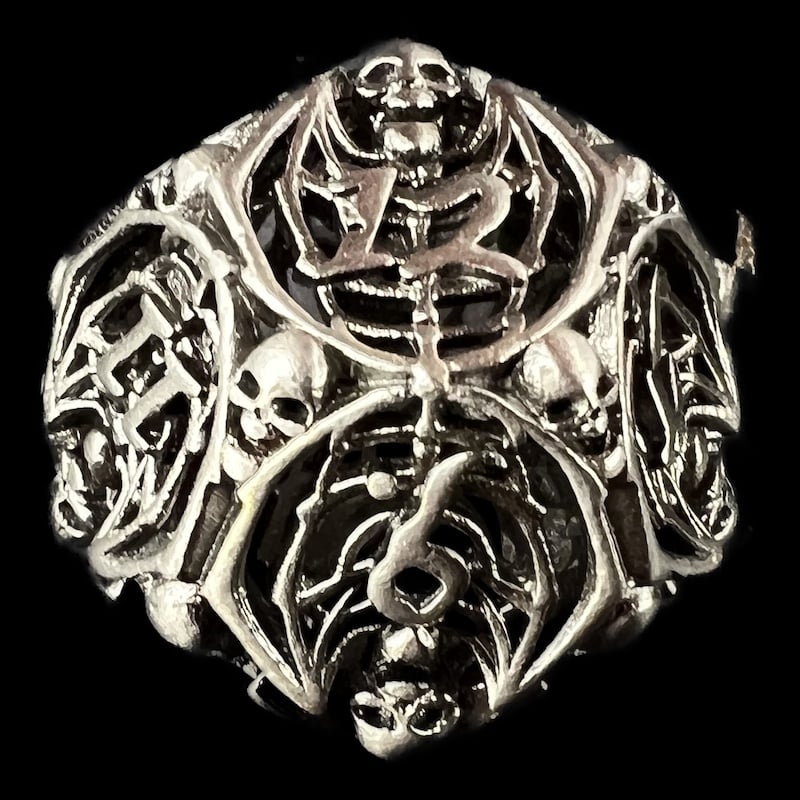 TDSO Metal Hollow Skeleton Antique Silver D12 Dice