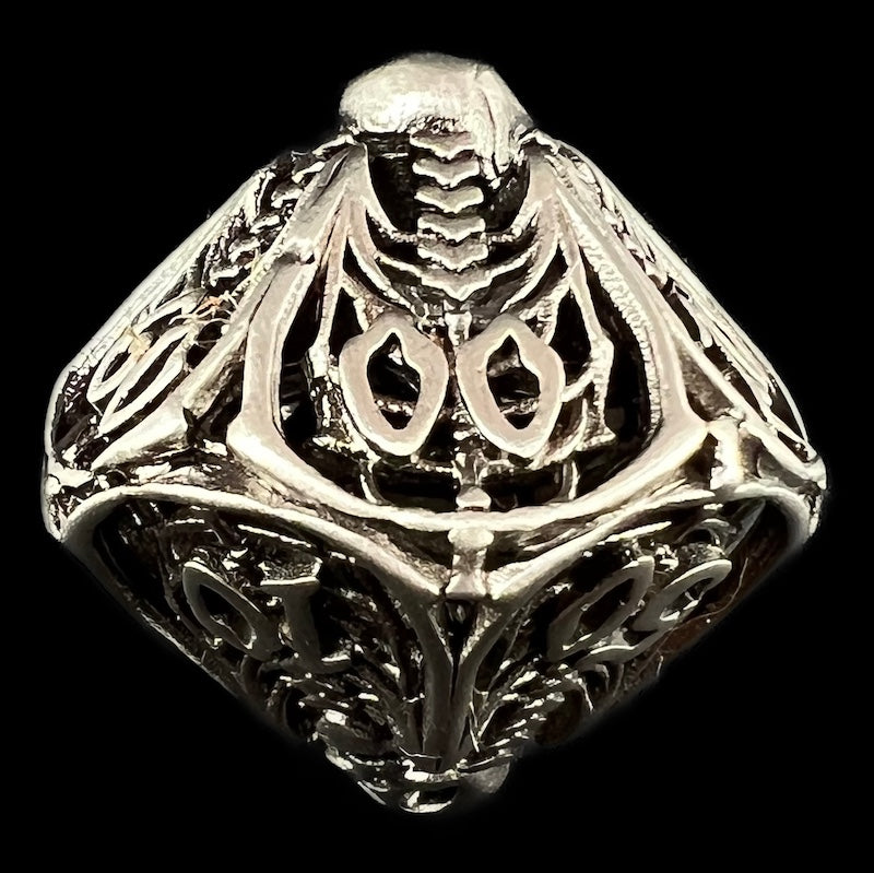 TDSO Metal Hollow Skeleton Antique Silver Percentile Dice